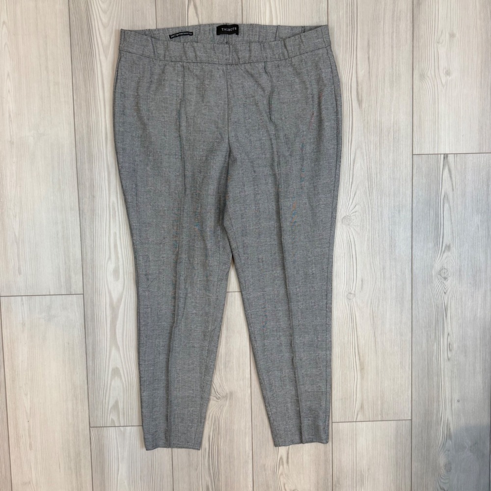 Talbots 16WP High Waist‎ Skinny Ankle Pants Grey Glen Plaid Pull On Stretch